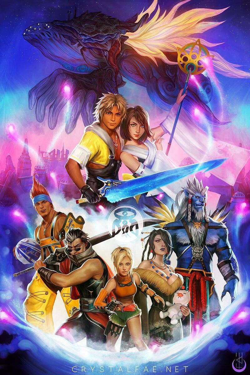 FFX Final Fantasy X Yuna & Her Guardians Open Edition Art
