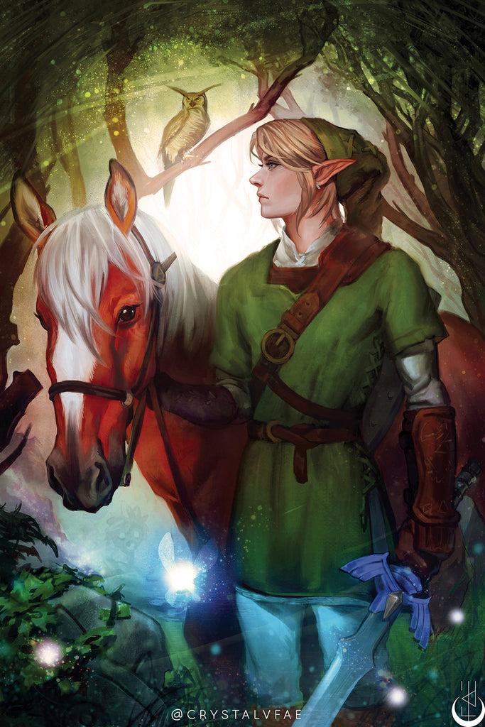 The Legend of Zelda - Link and Epona Open Edition Art Print 11x17 inch