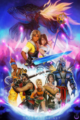 FFX Final Fantasy X Yuna & Her Guardians Open Edition Art Print