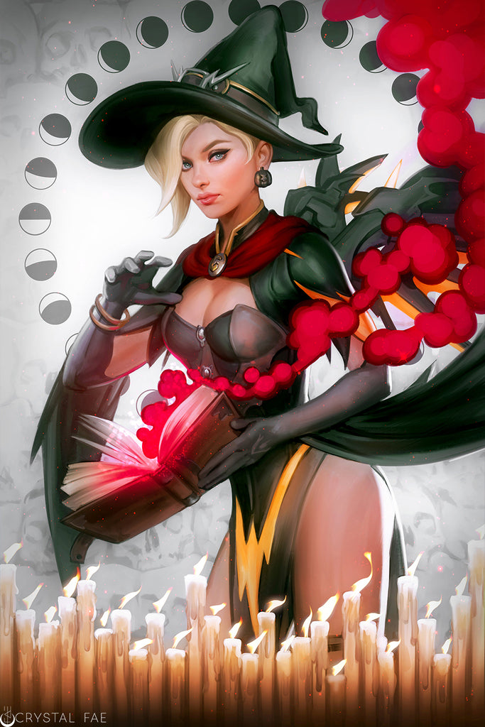 Overwatch Halloween Witch Mercy Art Print 11x17 inch Open Edition